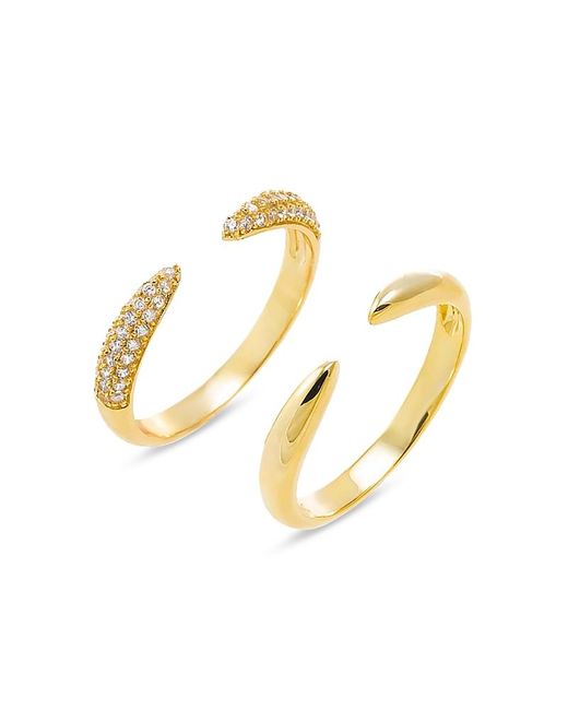 By Adina Eden Metallic Pave X Solid Double Claw Ring, Set Of 2