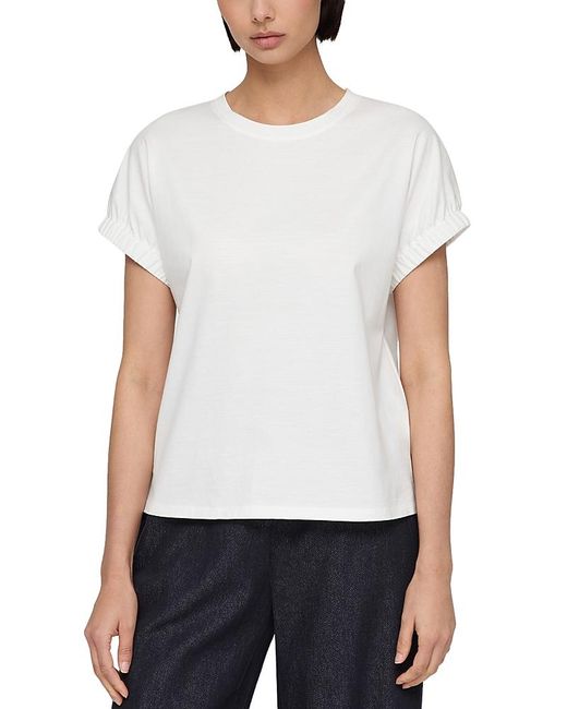 Lafayette 148 New York White Gathered Cuff Dolman Tee