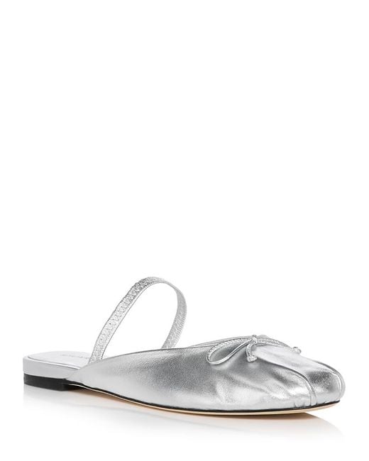 Stuart Weitzman White Prima Bow Ballet Flats