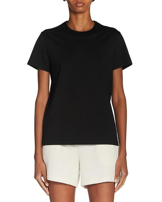 Moncler Black Crocheted Neck Tee