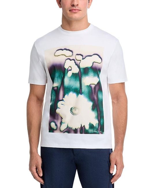 Paul Smith White Crewneck Graphic Tee for men