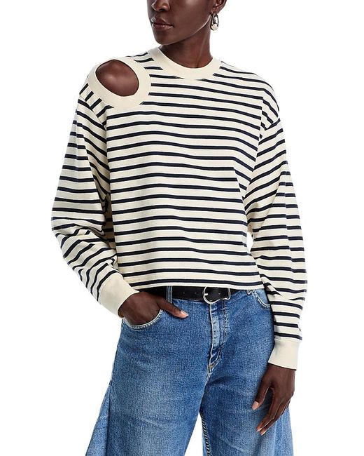 A.W.A.K.E. MODE Blue A. W.A. K.E. Mode Cutout Striped Tee