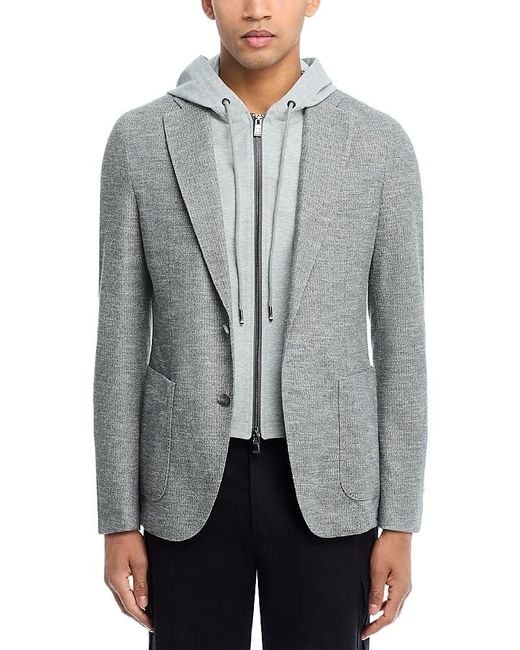BOSS Men's Gray Hanry Slim Fit Jersey Sport Coat With Removable Hood