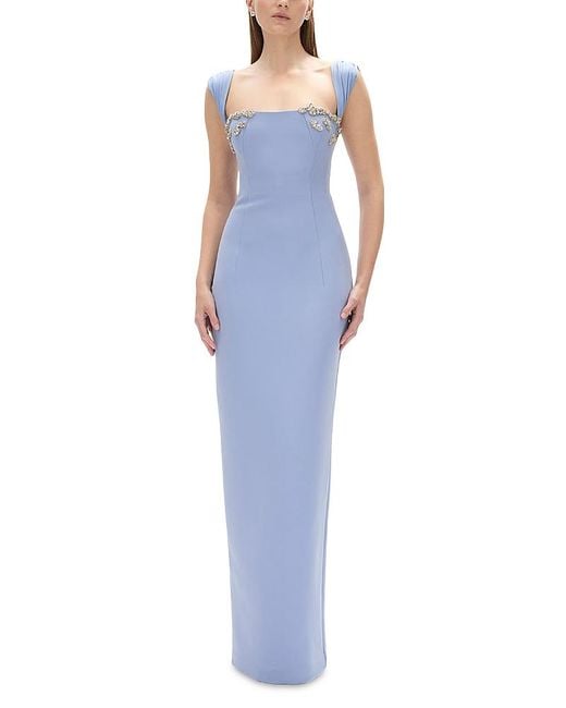 Rachel Gilbert Women's Blue Malia Embellished Gown