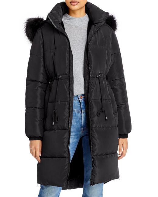 Apparis Synthetic Mina Faux Fur Trim Hooded Puffer Coat in Black - Lyst