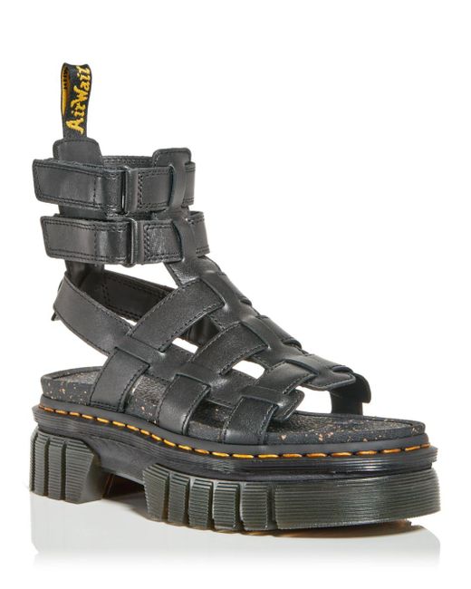 Dr. Martens Leather Ricki Platform Gladiator Sandals in Black | Lyst ...