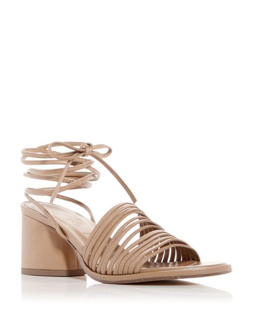 Aeyde Leather Natania Block Heel Sandals in Natural | Lyst