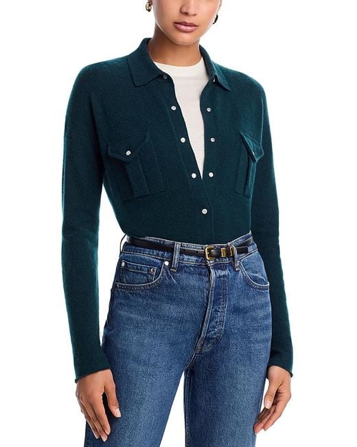 C by Bloomingdale's Cashmere Blue Cashmere Polo Sweater