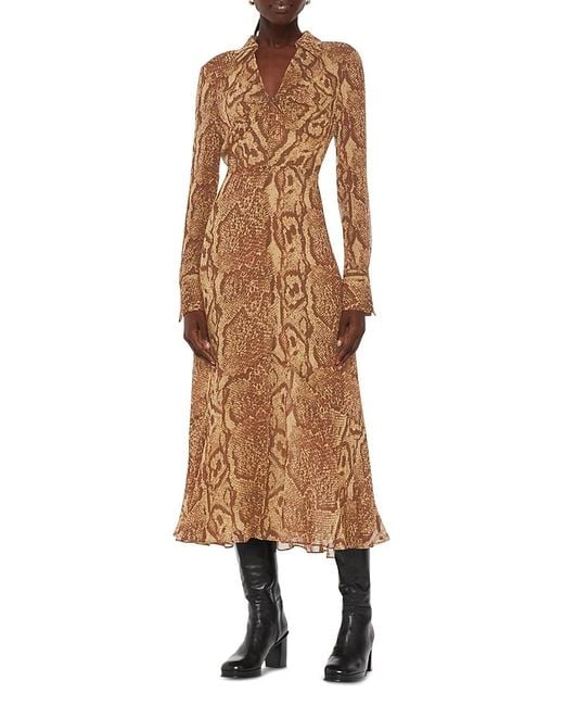 Whistles Natural Serpent Print Midi Dress