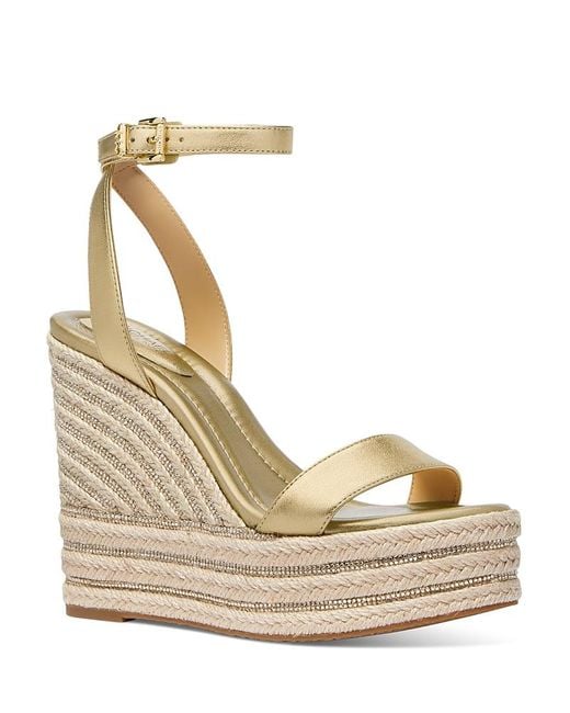 Michael Kors Metallic Leighton Jute Wedge Sandals