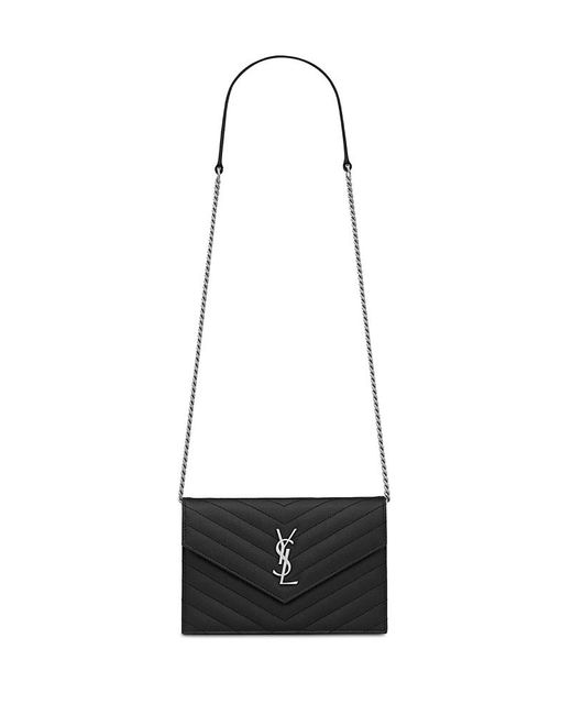 Saint Laurent White Cassandre Envelope Chain Wallet