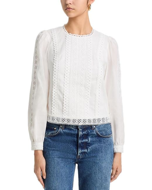 Aqua White Embroidered Top
