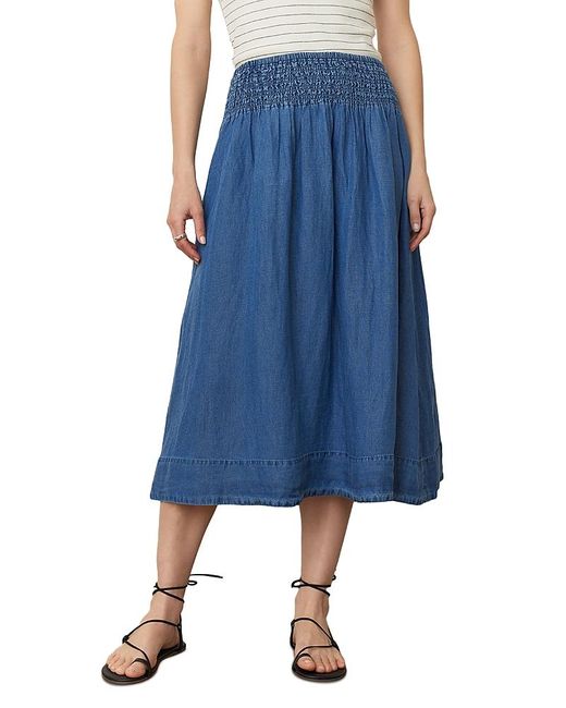 Marine Layer Blue Chambray Midi Skirt