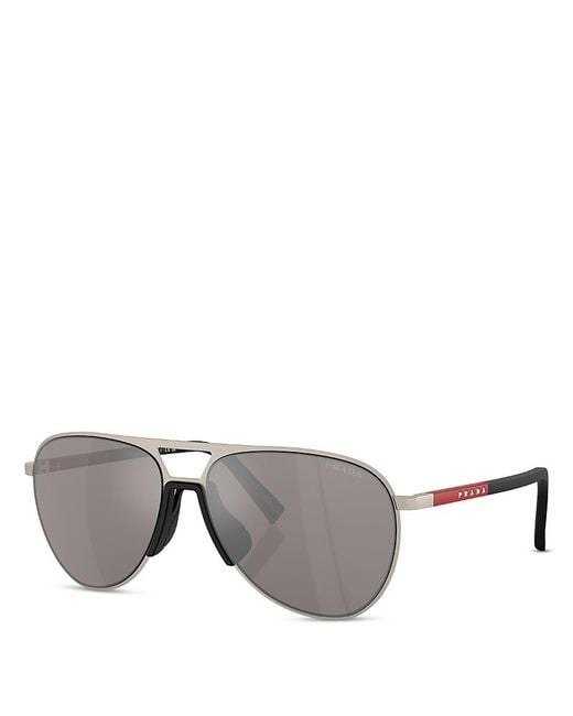 Prada Gray Aviator Sunglasses, 59Mm