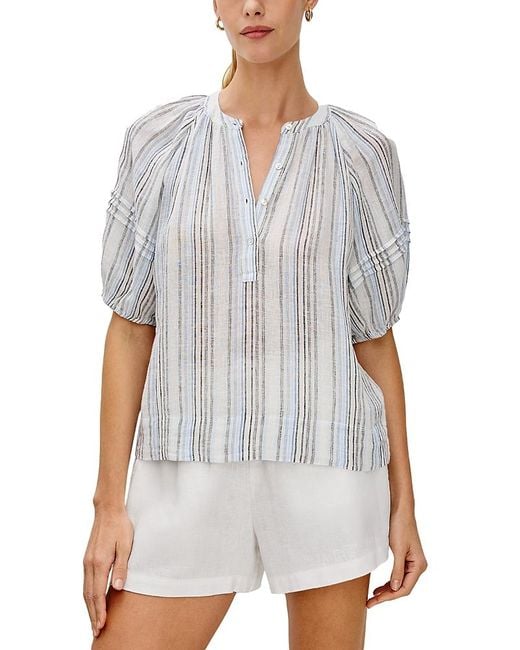 Rails White Shoshanna Stripe Puff Sleeve Top