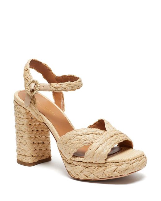 Kate Spade Leather Disco Strappy Platform High Heel Sandals in Natural ...