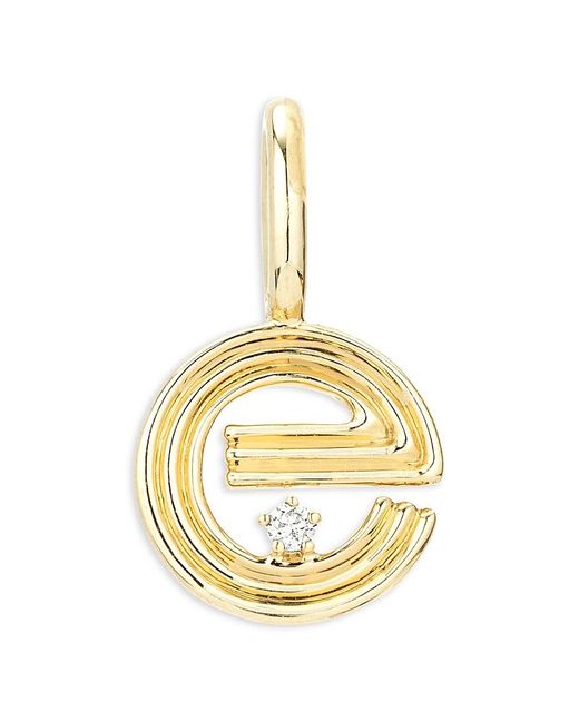 Adina Reyter Metallic 9K Diamond Groovy Initial E Charm Pendant