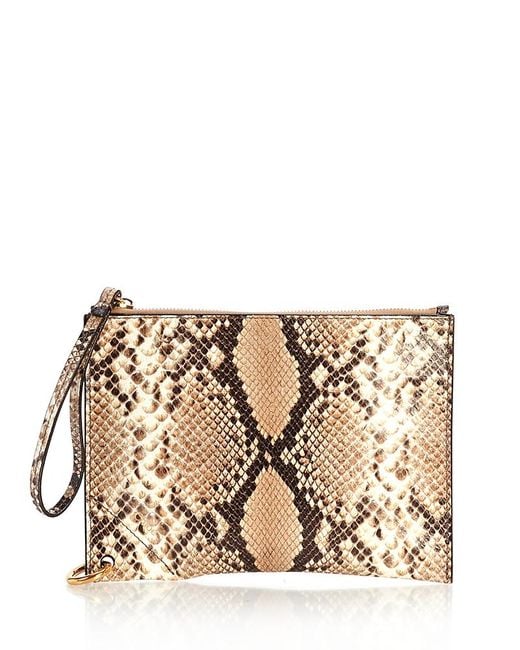 Chloé Natural Spin Embossed Leather Zip Pouch