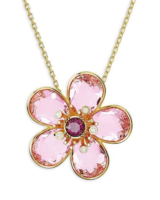 Swarovski Pink Idyllia Flower Crystal Pendant Necklace, 15-17