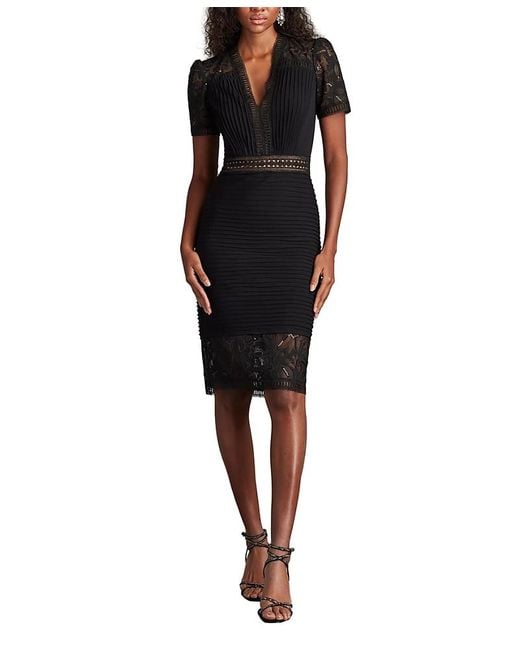 Tadashi Shoji Black Brone Illusion Lace Cocktail Dress