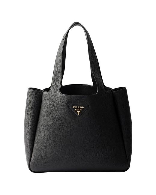 Prada Black Medium Leather Tote Bag