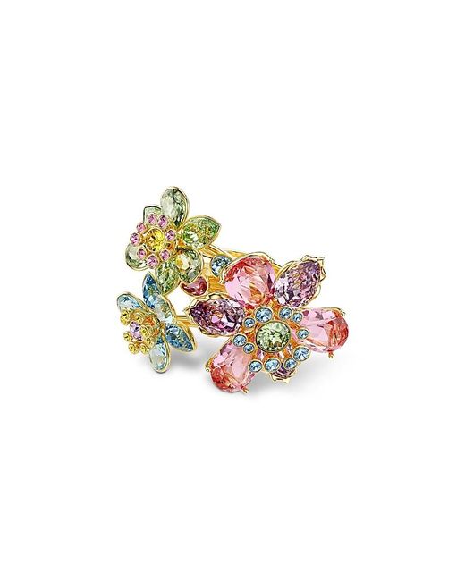 Swarovski White Idyllia Triple Crystal Flower Cocktail Ring