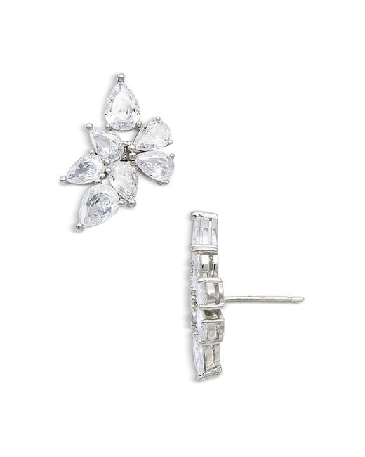 Aqua White Cluster Earrings