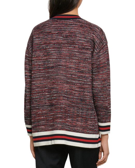 Sandro Tweed-effect Cardigan With Braid Trim in Blue - Lyst
