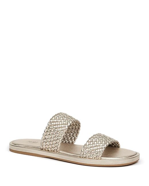 PAIGE White Dakota Flat Slide Sandals