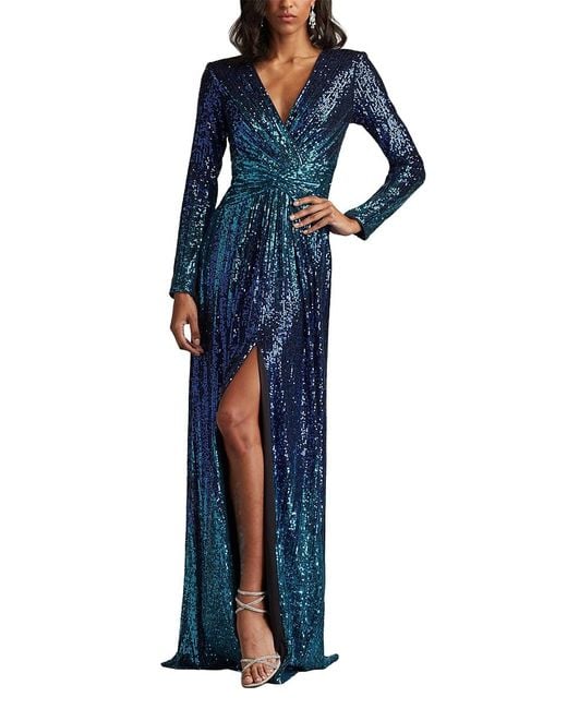 Tadashi Shoji Blue Ansel Sequin Gown