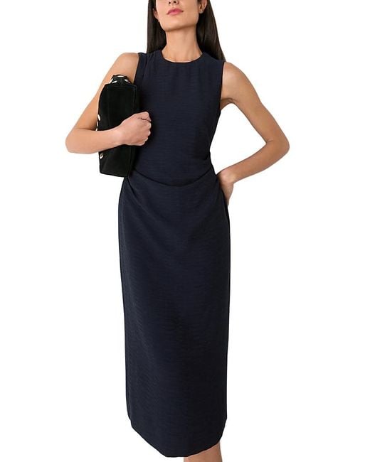 Whistles Blue Nora Textured Midi Dress