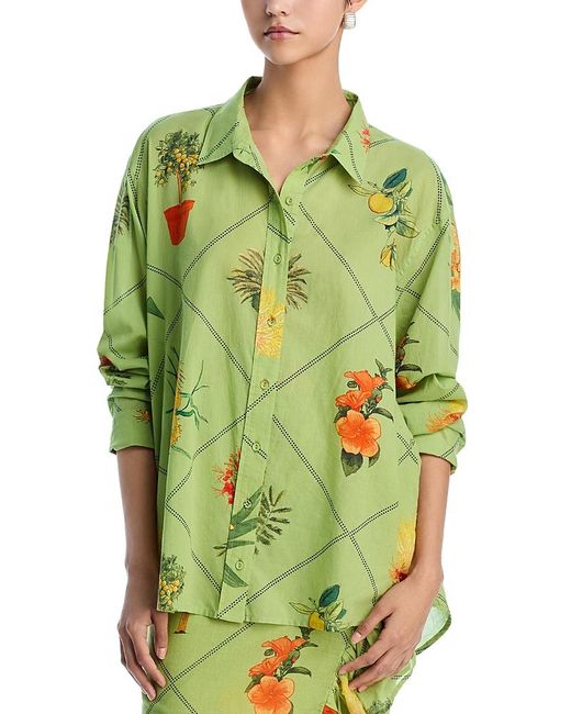 Coniglio Palm Beach Green Stripe Button Front Shirt