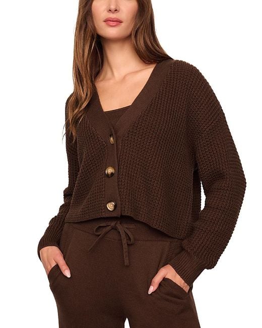 Eberjey Women's Brown Cropped Cardigan Sweater
