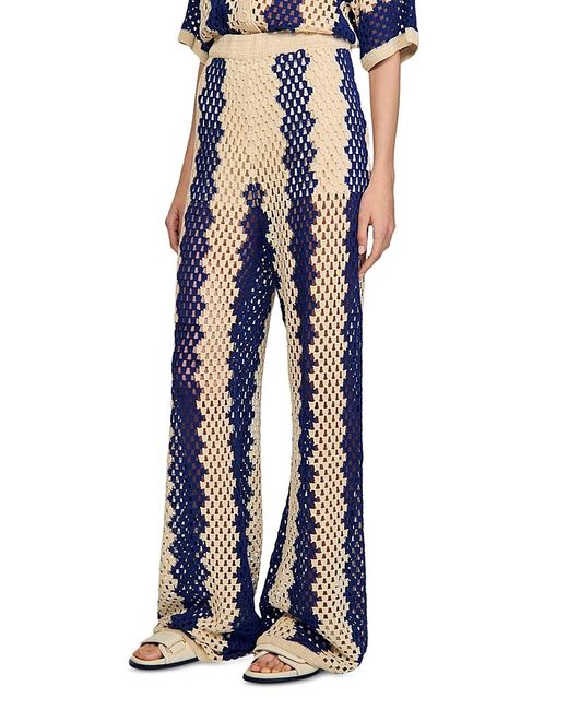 Sandro Blue Two Tone Open Weave Pants