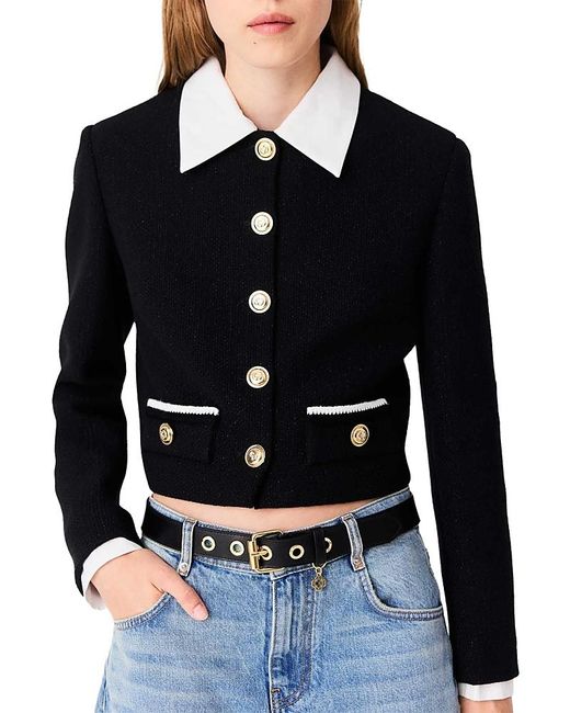 Maje Black Vilynette Short Tweed Jacket