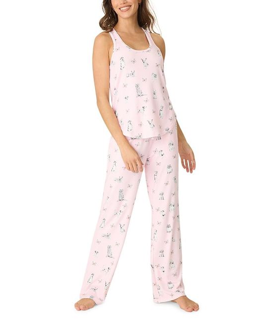 Pj Salvage White Butterfly Grove Tank & Long Pajama Set