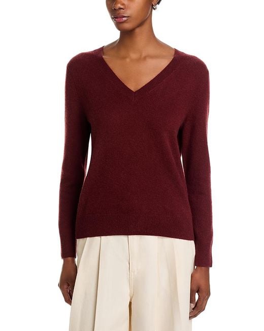 C by Bloomingdale's Cashmere Red Cashmere V Neck Sweater