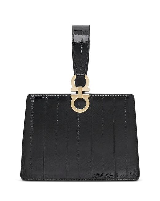Ferragamo Black Eel Leather Clutch