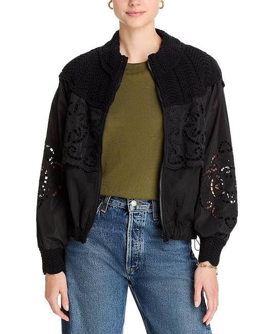 Sea Black Dahlia Eyelet Windbreaker Jacket