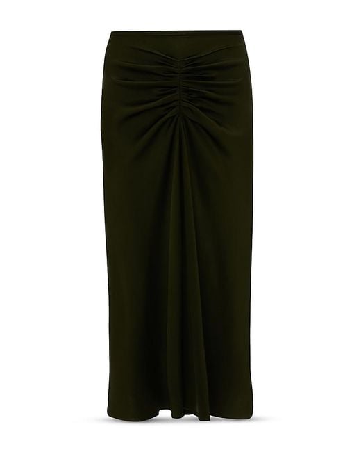 Victoria Beckham Black Gathered Waist Midi Skirt