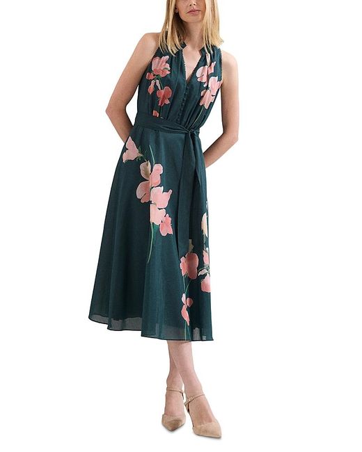Phase Eight Women's Blue Lucinda Button Front Floral Dress