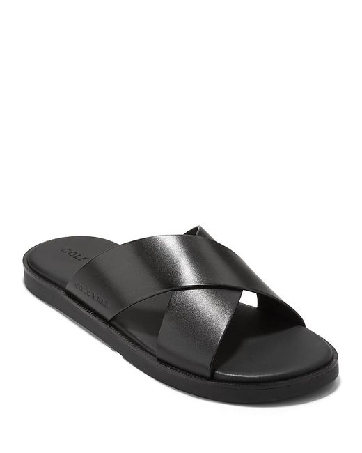 Cole Haan Black Nantucket Cross Strap Slip On Slide Sandals for men