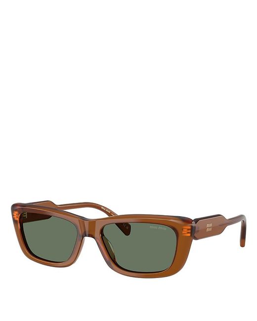 Miu Miu Green Rectangular Sunglasses, 56Mm