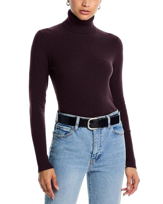 Aqua Women's Blue 100% Cashmere Turtleneck Sweater
