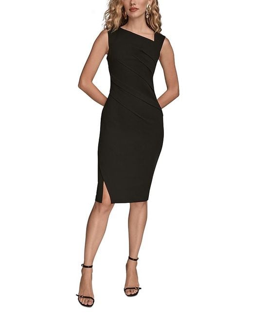 navy blue dress for baby girl Donna Karan New York Women's Asymmetric-Tie-Neck Gown
