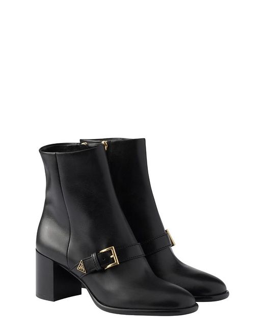 Prada Black Leather Booties