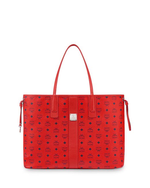MCM Leather Liz Reversible Large Shopper Tote in Candy Red (Red) | Lyst