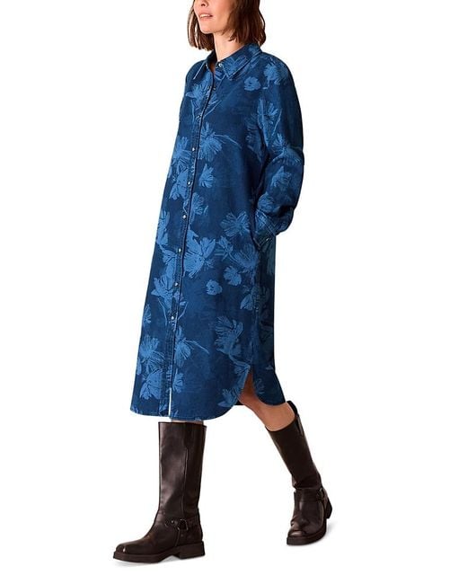 Whistles Blue Chalk Print Shirt Dress