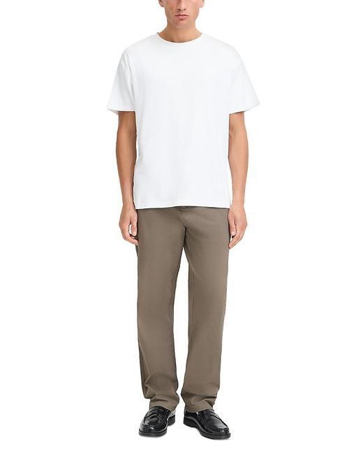 Solid White Liam Cotton Blend Straight Leg Trousers for men