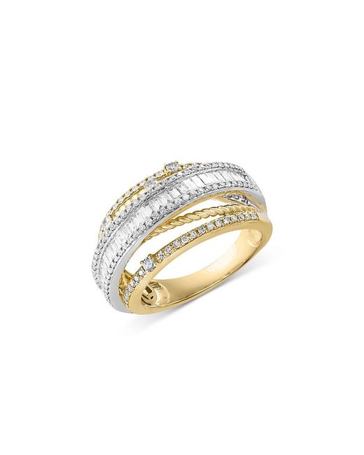 Bloomingdale's Fine Collection White Diamond Round & Baguette Crossover Ring